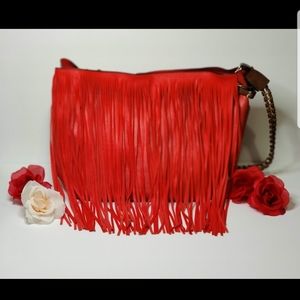 Red fringed bag